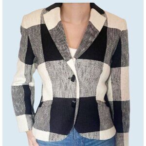 Vintage BERNARD ZINS Paris Black & White Checkered Blazer Jacket Sz S